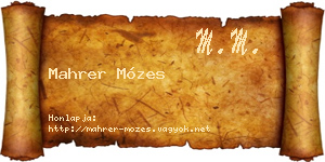 Mahrer Mózes névjegykártya